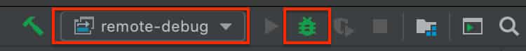 IntelliJ IDEA の右上にあるデバックツールからリモートデバックを開始します。